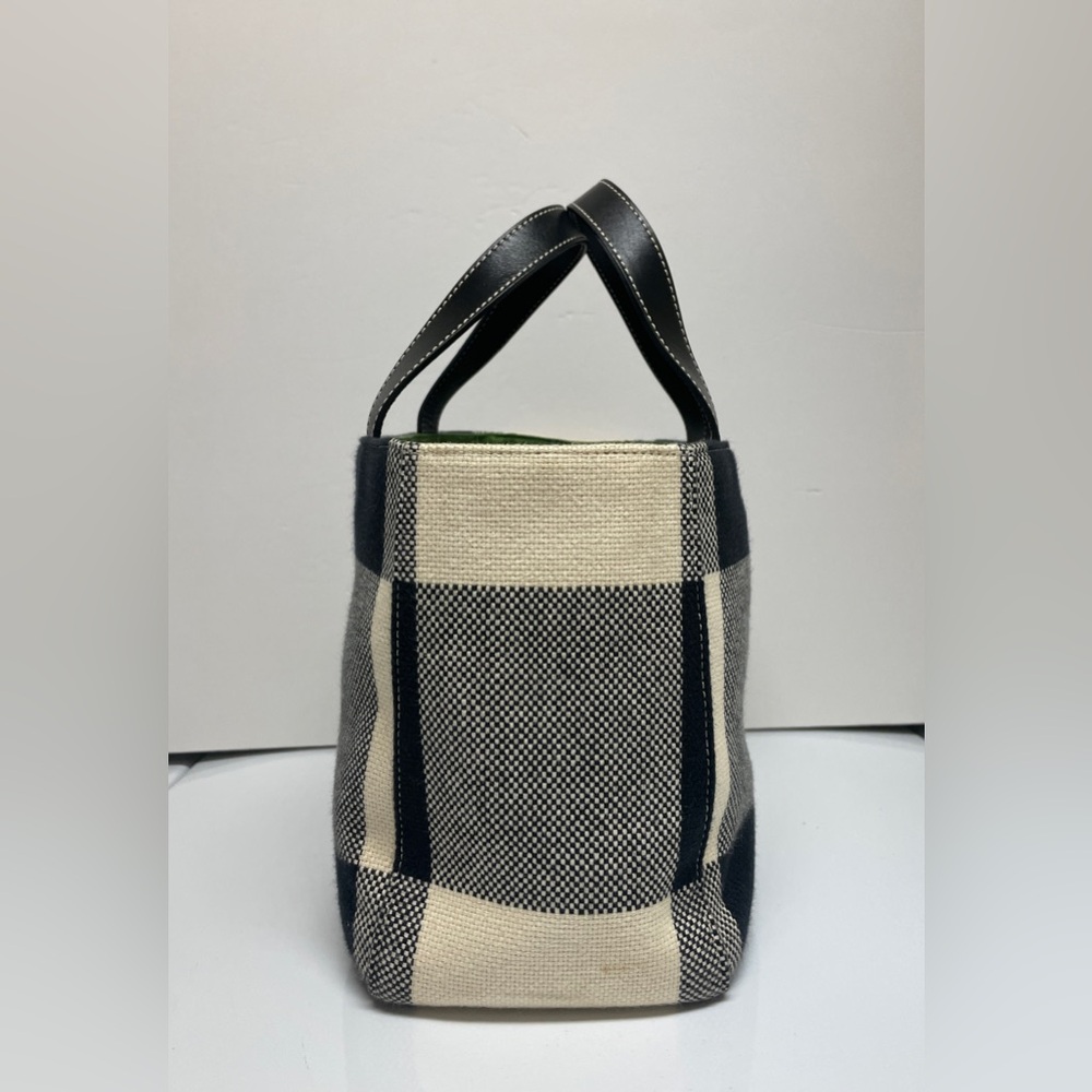 Vintage Kate Spade Black and White Gingham Tote Purse with Green Lining - Picture 5 of 13